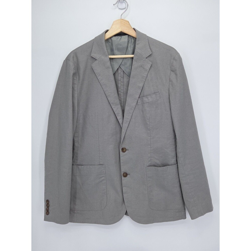 J.Crew Slim Fit Suit Blazer Jacket Mens Medium Stretch Hemp Cotton Grey BC612